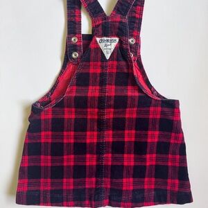 OshKosh B'gosh Kids Red and Black Plaid Overalls